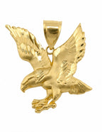 10K Flying Eagle Pendant Yellow Gold Diamond-Cut 1 3/4 Inch