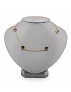 10K Seven Clover Station Necklace Yellow Gold 17 Inch 2mm Chain