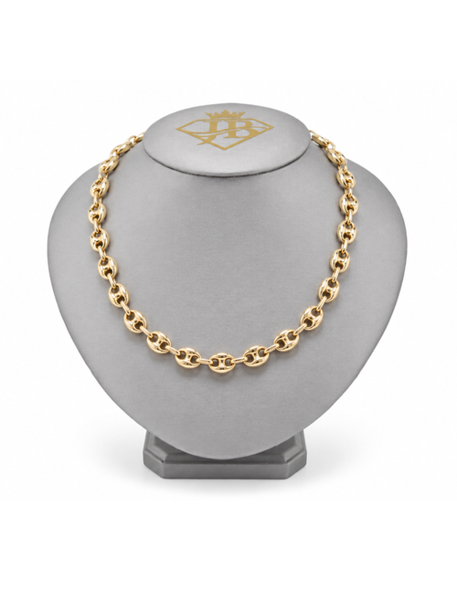 10K Yellow Gold Women’s Fancy Italian Puff Link Chain 8.6mm 17 Inch