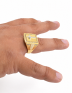 10K Yellow Gold Men’s Cross Cubic Zirconia Italian Fancy Ring