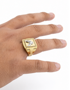 10K Yellow Gold Men’s Eagle Cubic Zirconia Italian Fancy Ring