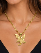10K Flying Eagle Pendant Yellow Gold Diamond-Cut 1 3/4 Inch