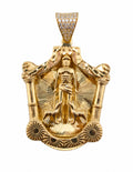 10K 3D San Lázaro Pendant Yellow Gold with CZ Diamond-Cut Finish – 2 1/4 Inch