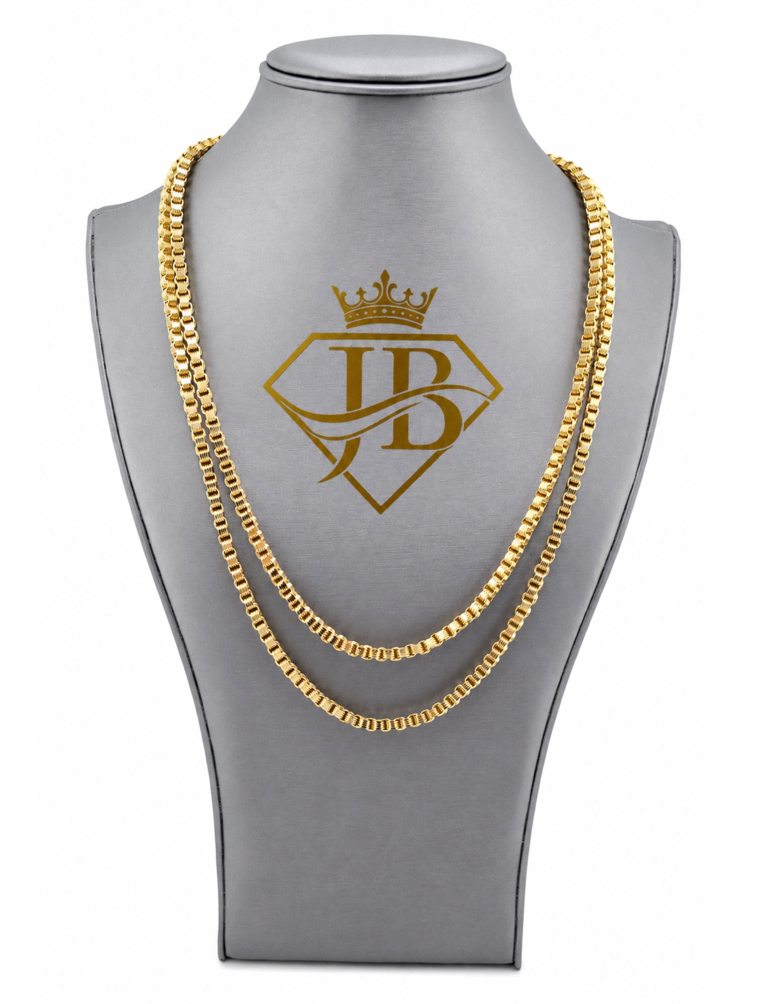10K Alexander Box Chain Byzantine Woven Necklace Yellow Gold 4mm