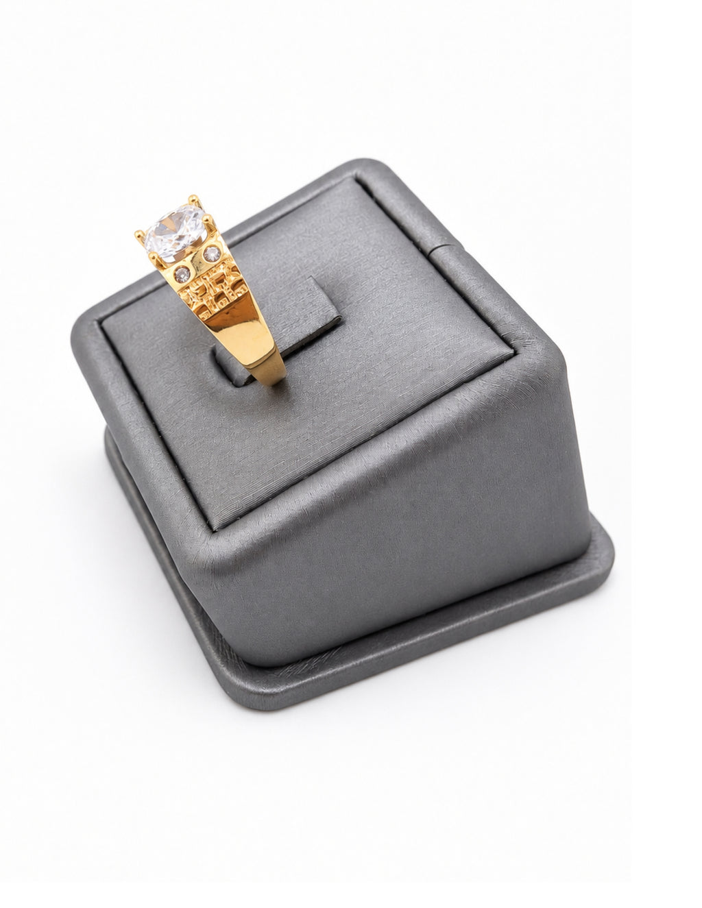 10K Yellow Gold Greek Key Oval CZ Men’s Signet Ring – Assorted Colors