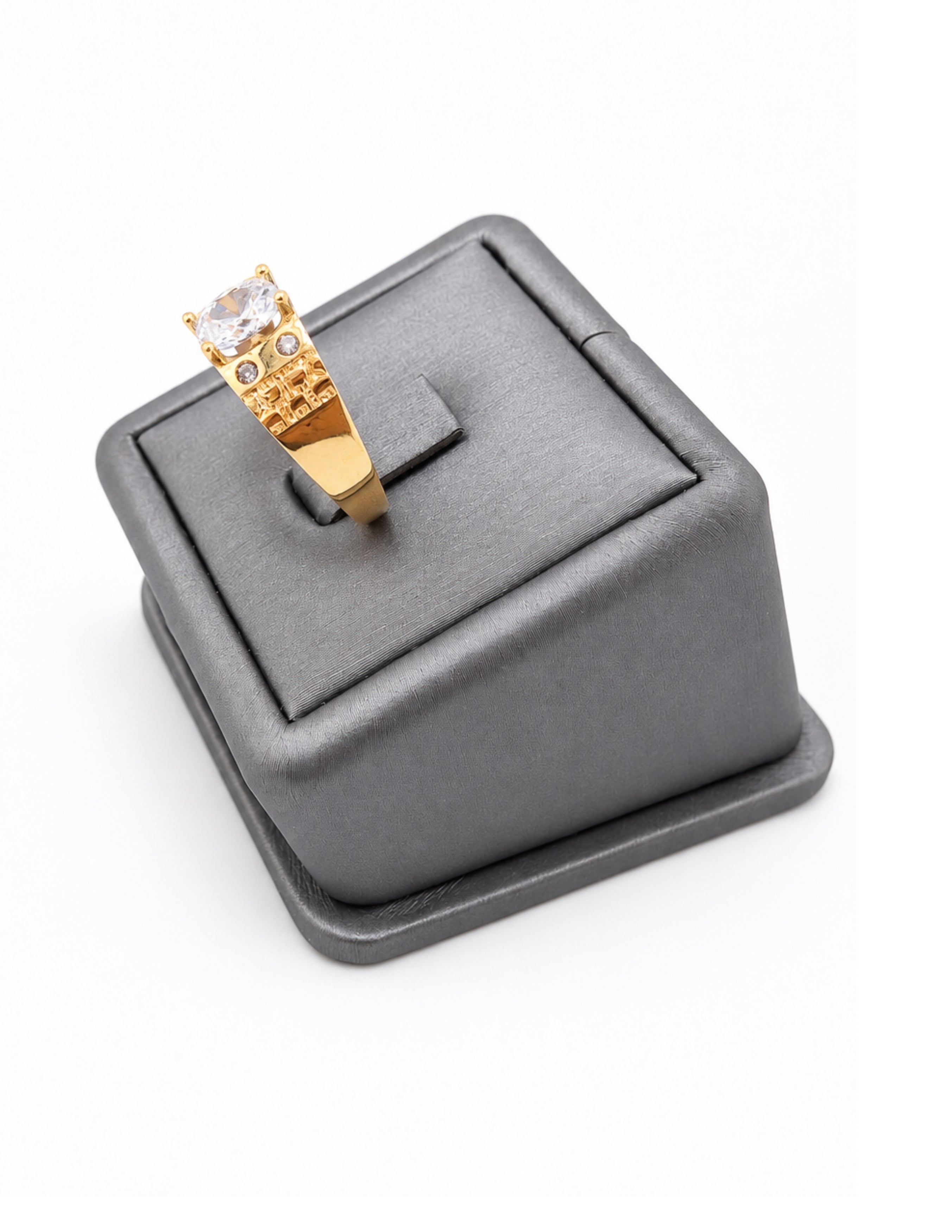 10K Yellow Gold Greek Key Oval CZ Men’s Signet Ring – Assorted Colors