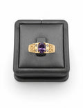 10K Yellow Gold Greek Key Oval CZ Men’s Signet Ring – Assorted Colors