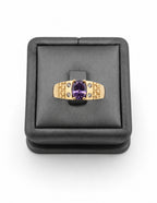 10K Yellow Gold Greek Key Oval CZ Men’s Signet Ring – Assorted Colors
