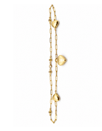 10K Yellow Gold Women’s Three Puffy Heart Paperclip Necklace 3mm 16 Inch
