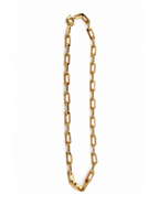 10K Yellow Gold Unisex Greek Key Paperclip Chain 6.5mm 17 Inch Hollow