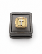 10K Yellow Gold Men’s Cross Cubic Zirconia Italian Fancy Ring