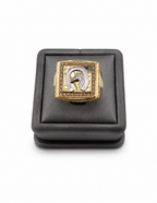 10K Yellow Gold Men’s Italian Fancy Horse & Horseshoe Cubic Zirconia Ring