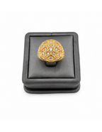 10K Yellow Gold Men’s Italian Fancy Cubic Zirconia Statement Ring