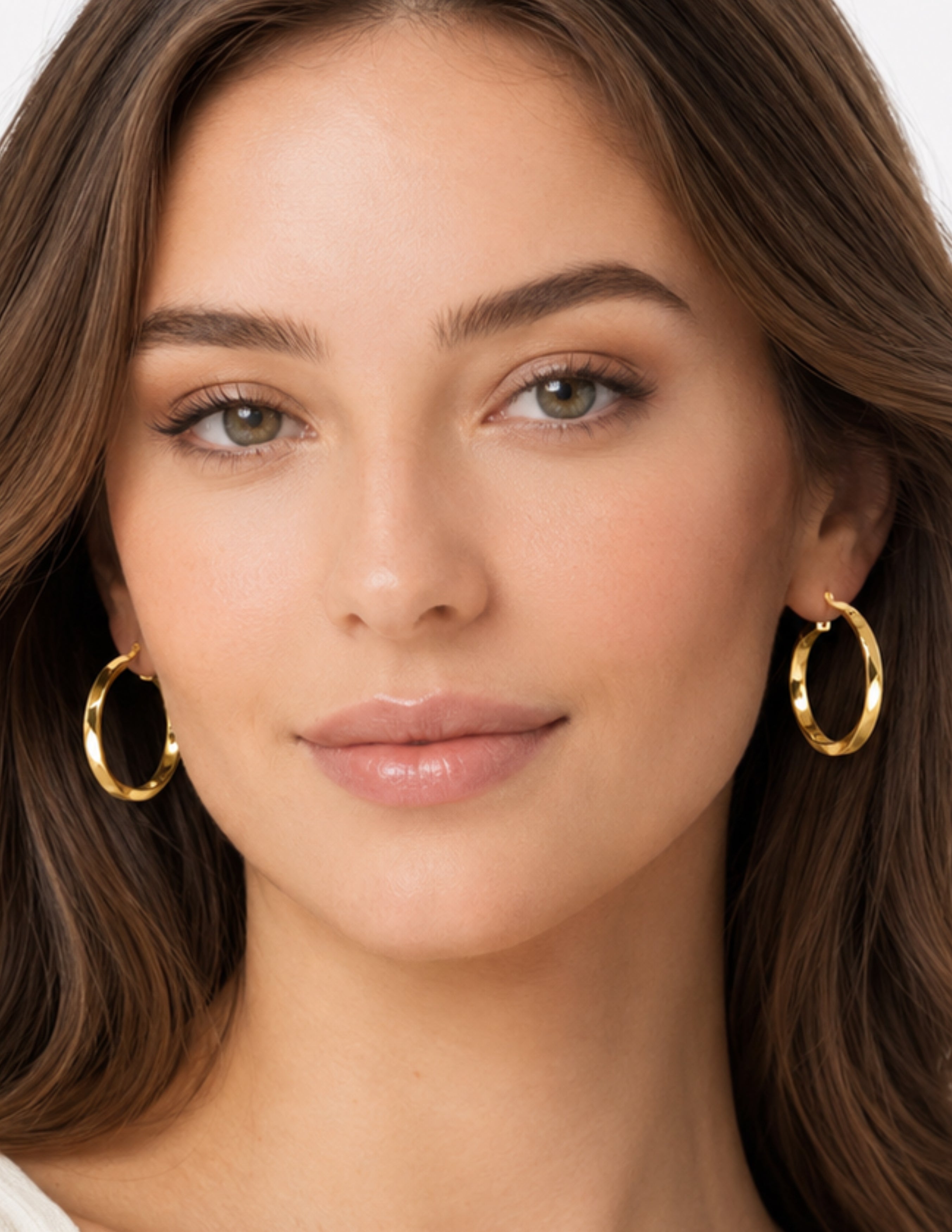 10K Nevada Twisted Oval Hoop Yellow Gold Earrings 3mm