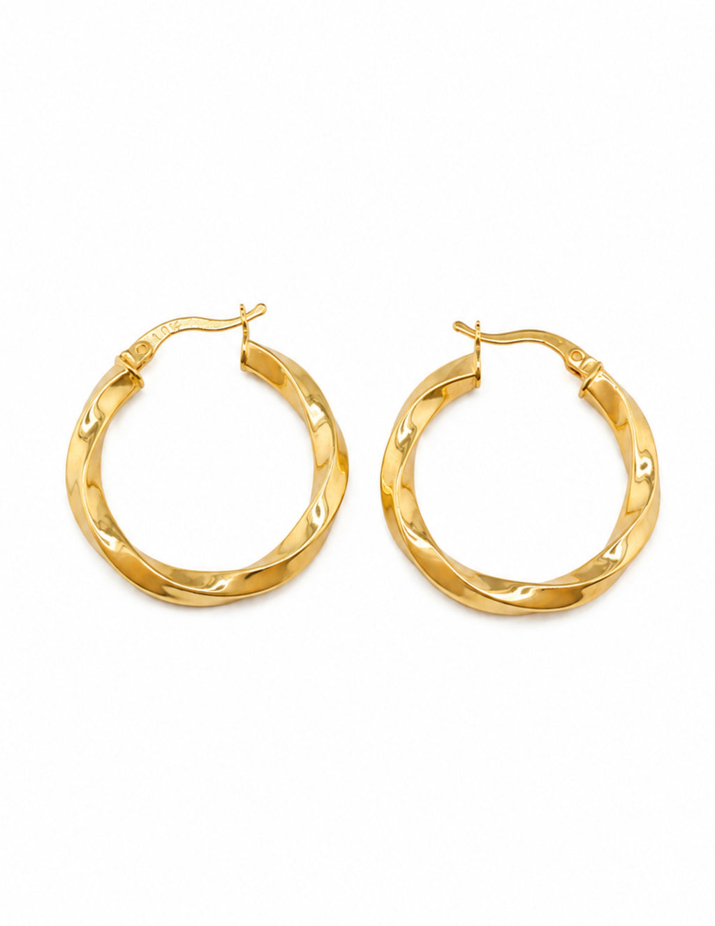 10K Nevada Twisted Oval Hoop Yellow Gold Earrings 3mm