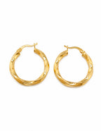 10K Nevada Twisted Oval Hoop Yellow Gold Earrings 3mm