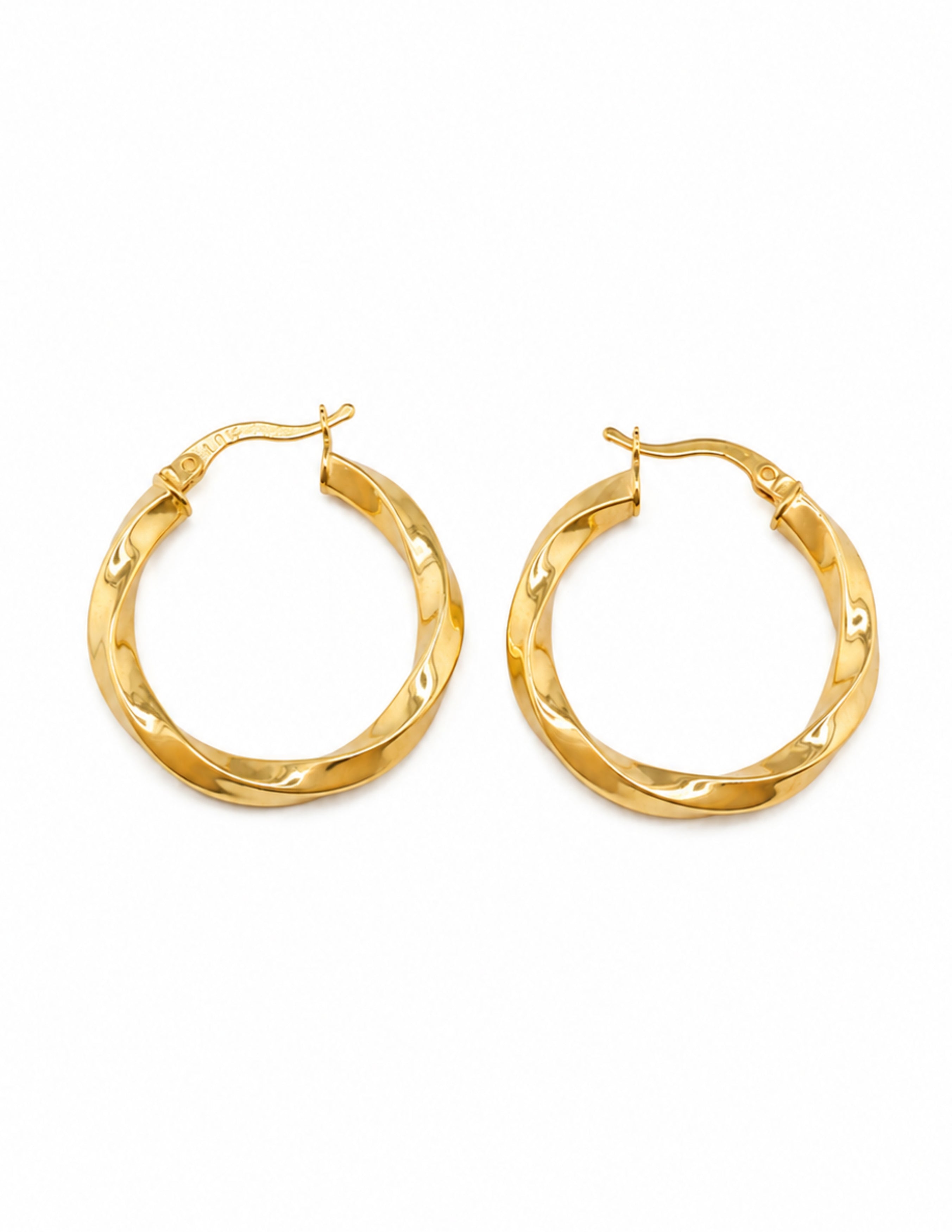 10K Nevada Twisted Oval Hoop Yellow Gold Earrings 3mm
