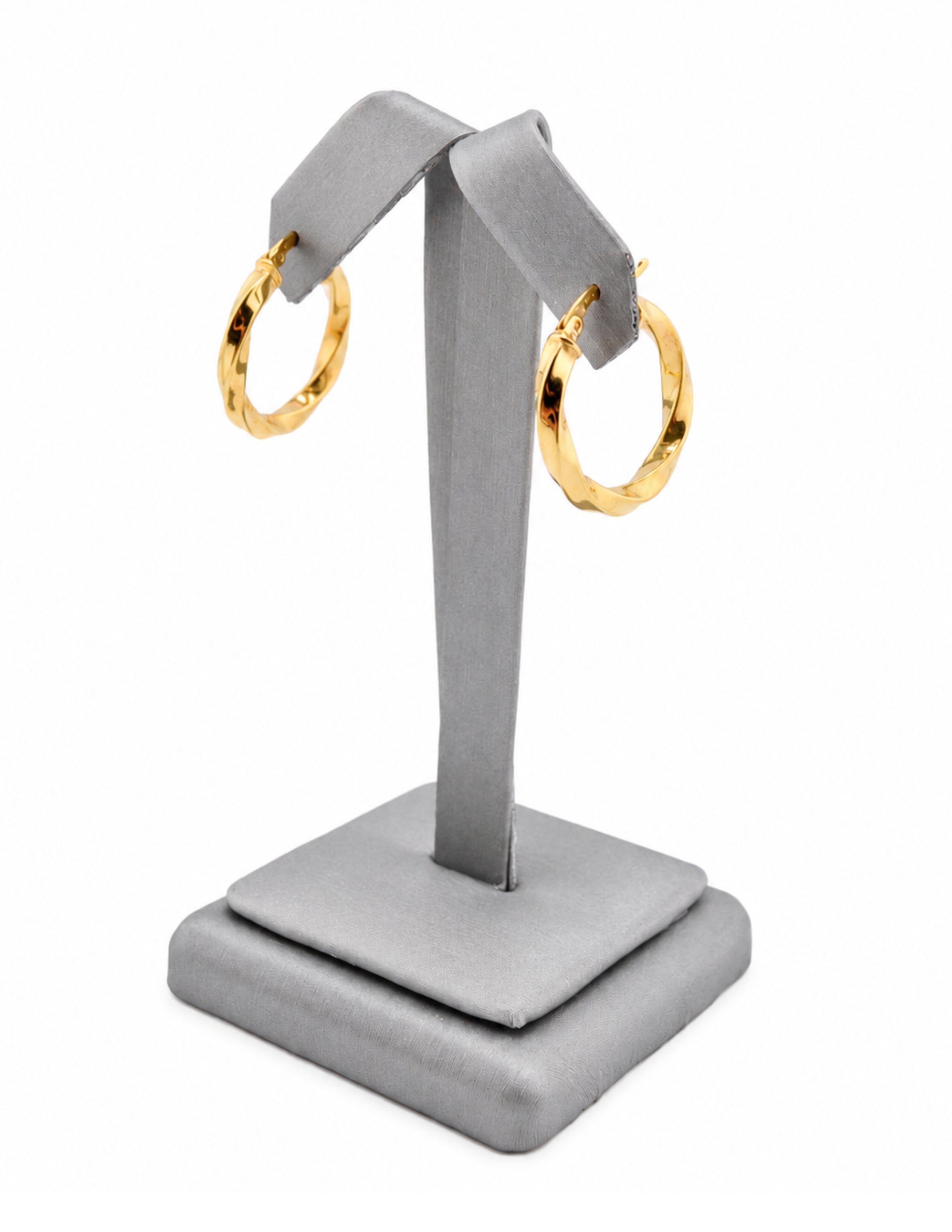 10K Nevada Twisted Oval Hoop Yellow Gold Earrings 3mm