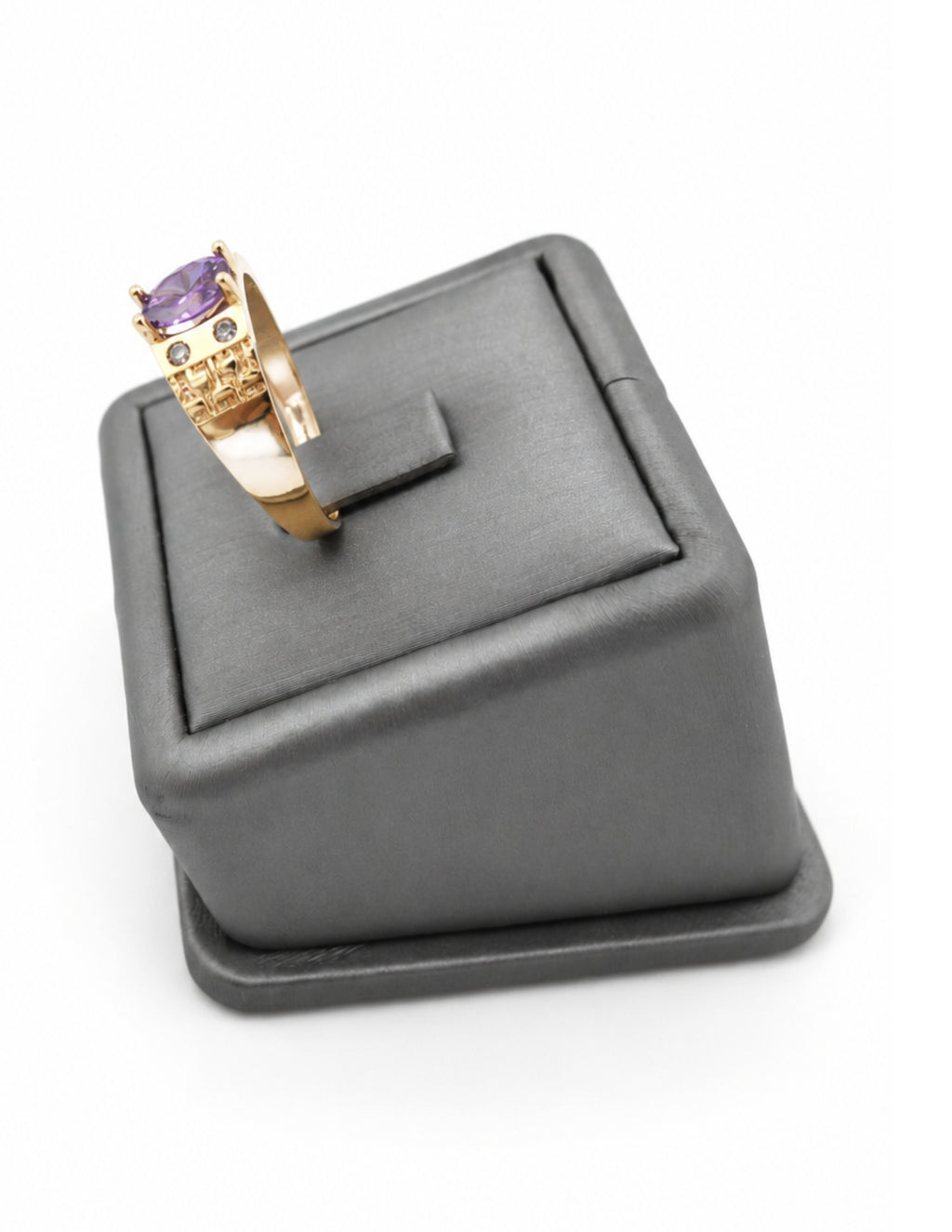10K Yellow Gold Greek Key Oval CZ Men’s Signet Ring – Assorted Colors