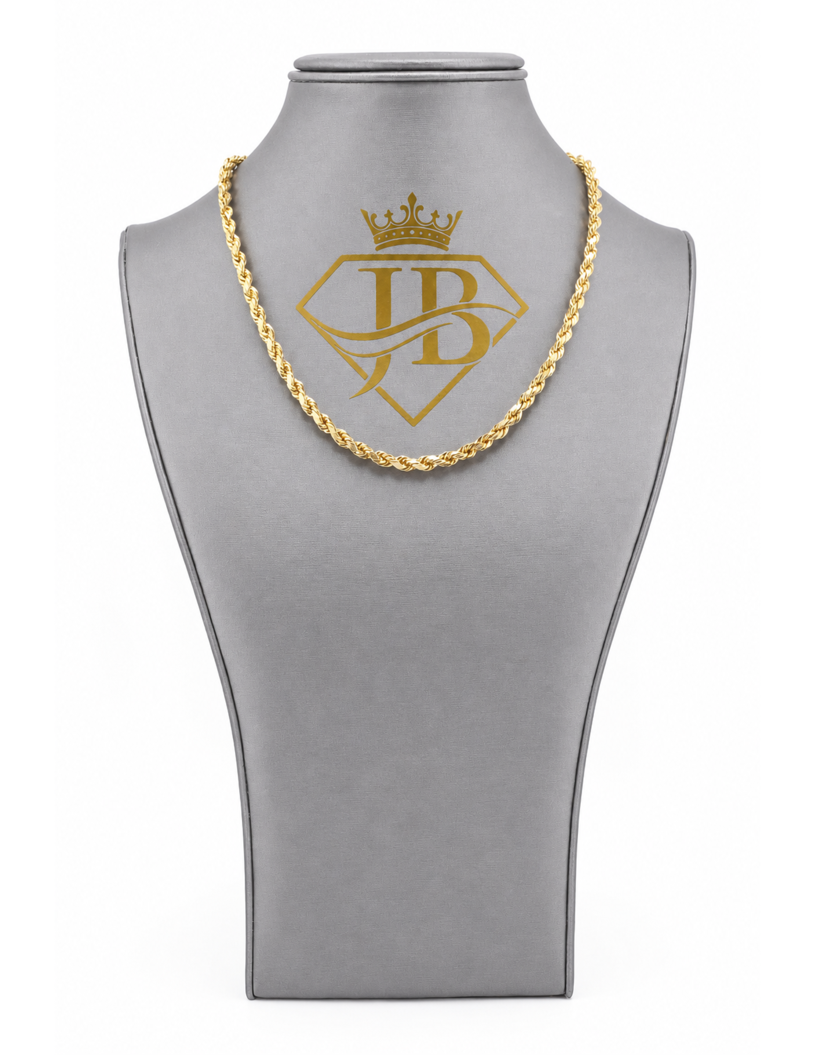 10K Rope Chain 4.5mm Necklace Yellow Gold Unisex Hollow