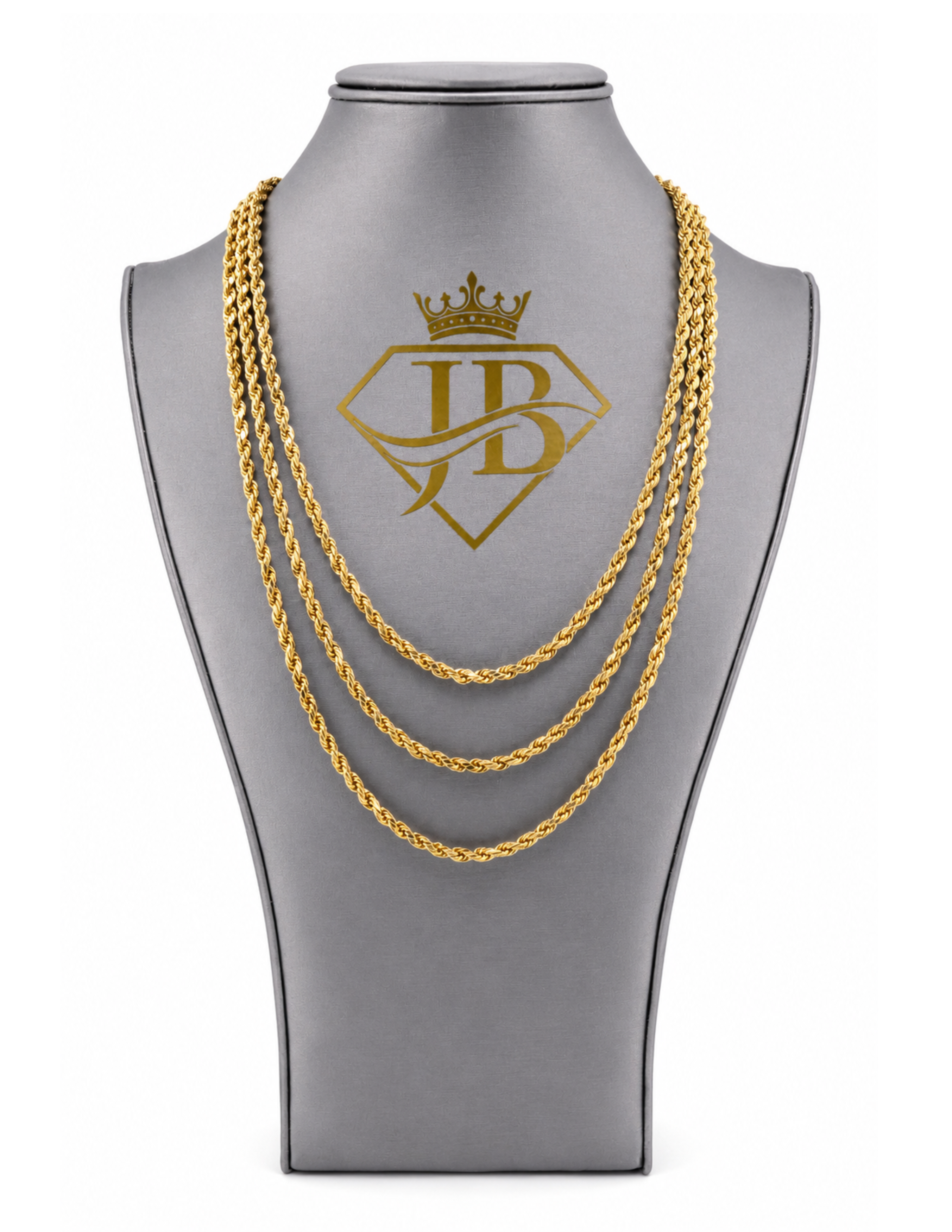 10K Rope Chain 4mm Necklace Yellow Gold Unisex Hollow