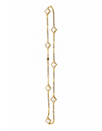 10K Seven Clover Station Necklace Yellow Gold 17 Inch 2mm Chain