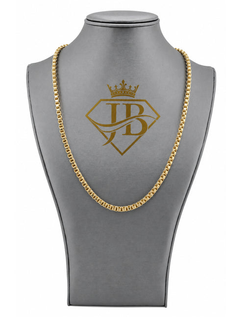 10K Alexander Box Chain Byzantine Woven Necklace Yellow Gold 4mm