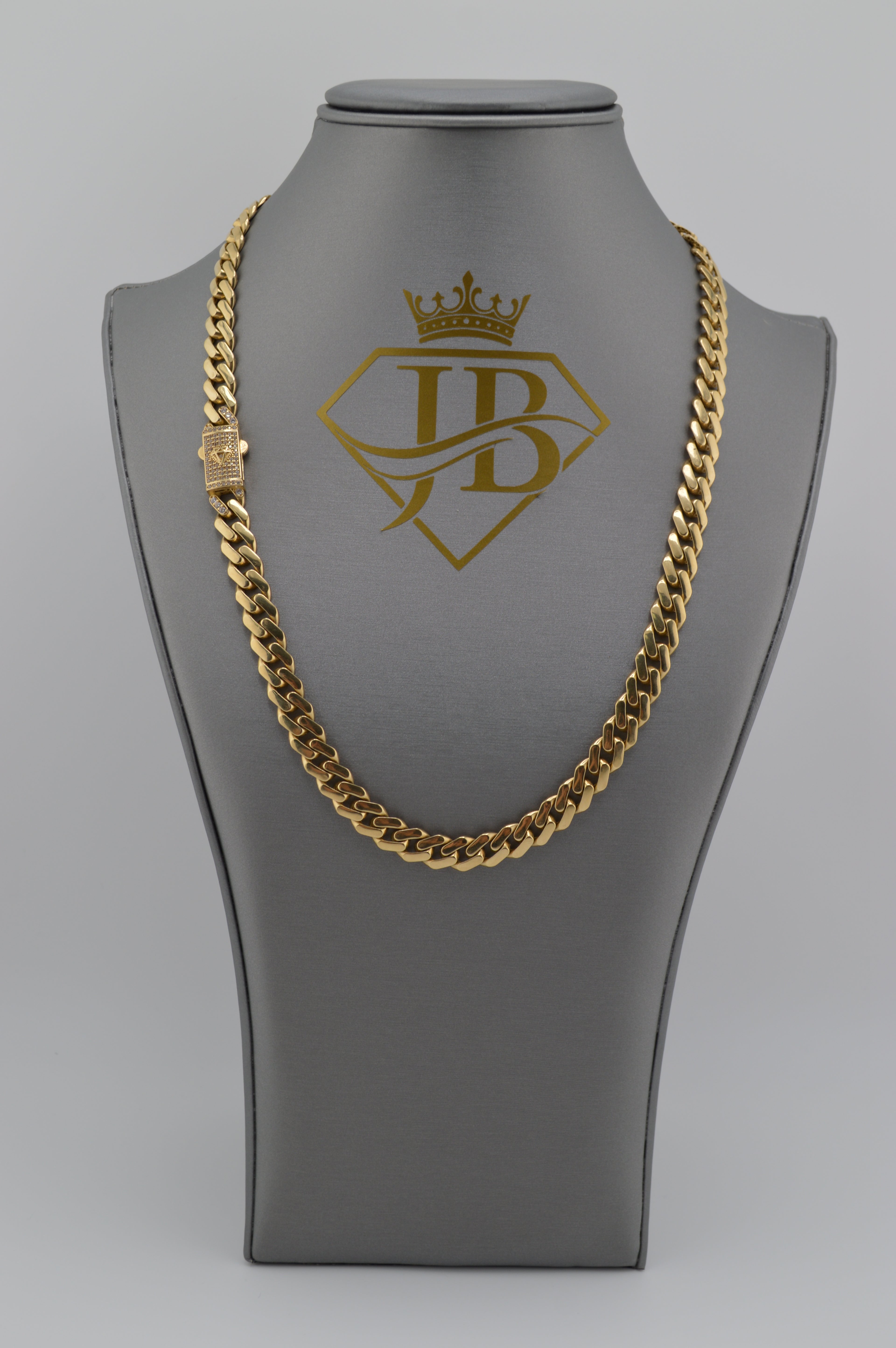 10K Monaco Monaci Chain CZ Lock 9mm 22"