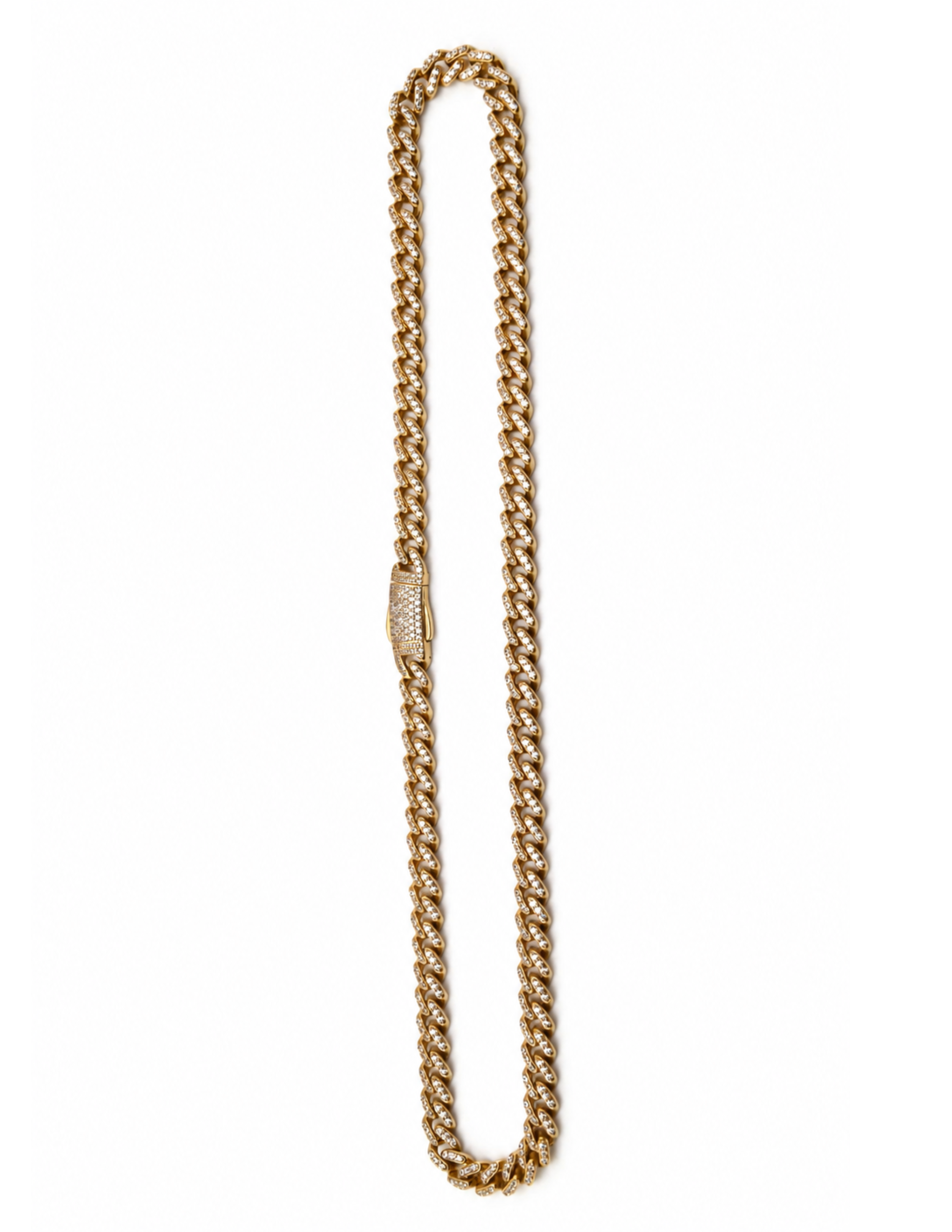 10K Monaco Chain Yellow Gold with Cubic Zirconia Hollow 6mm