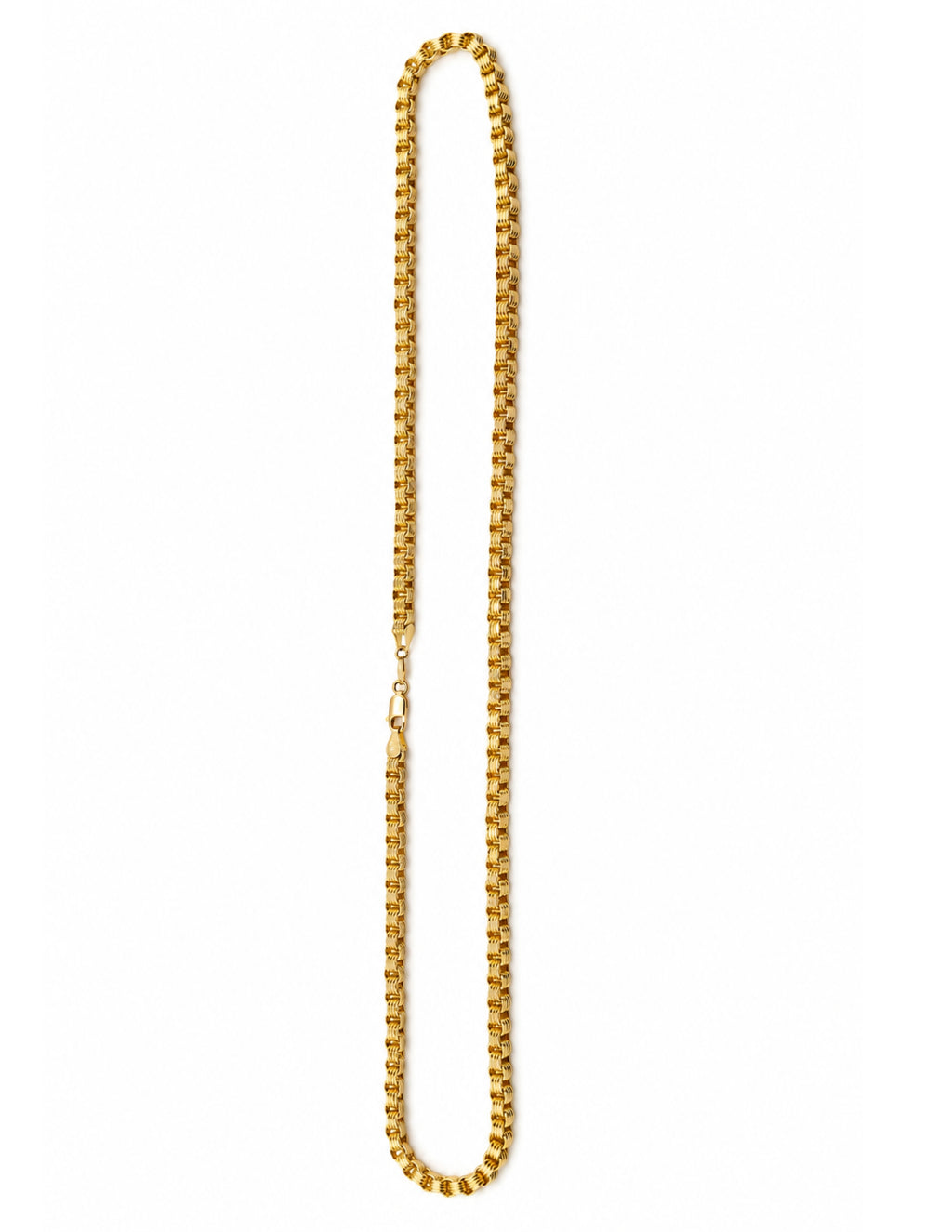 10K Alexander Box Chain Byzantine Woven Necklace Yellow Gold 4mm