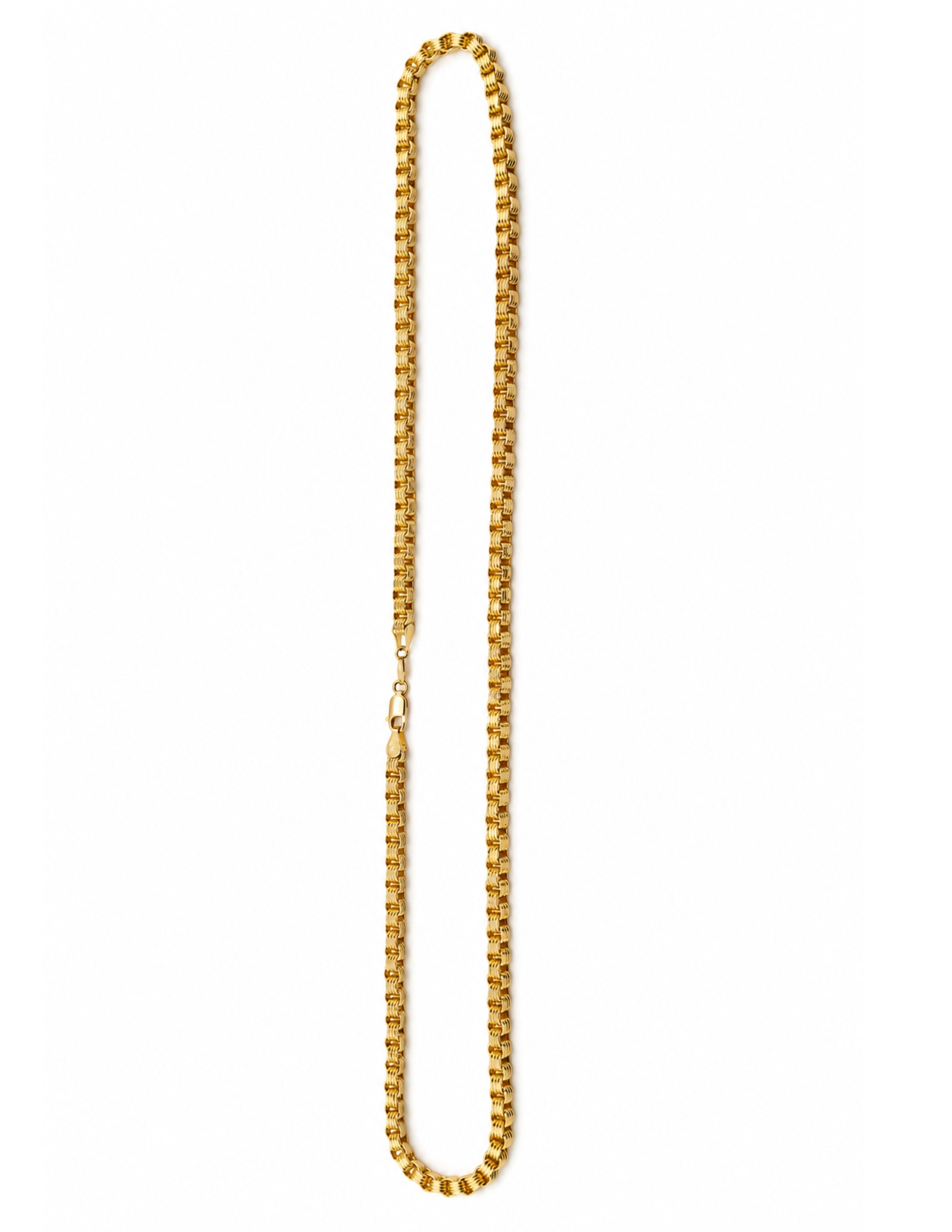 10K Alexander Box Chain Byzantine Woven Necklace Yellow Gold 4mm