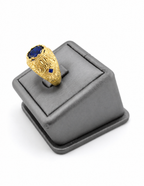 10K Oval Colored Stone Signet Rings Yellow Gold Ornate Engraved Men’s Statement Ring