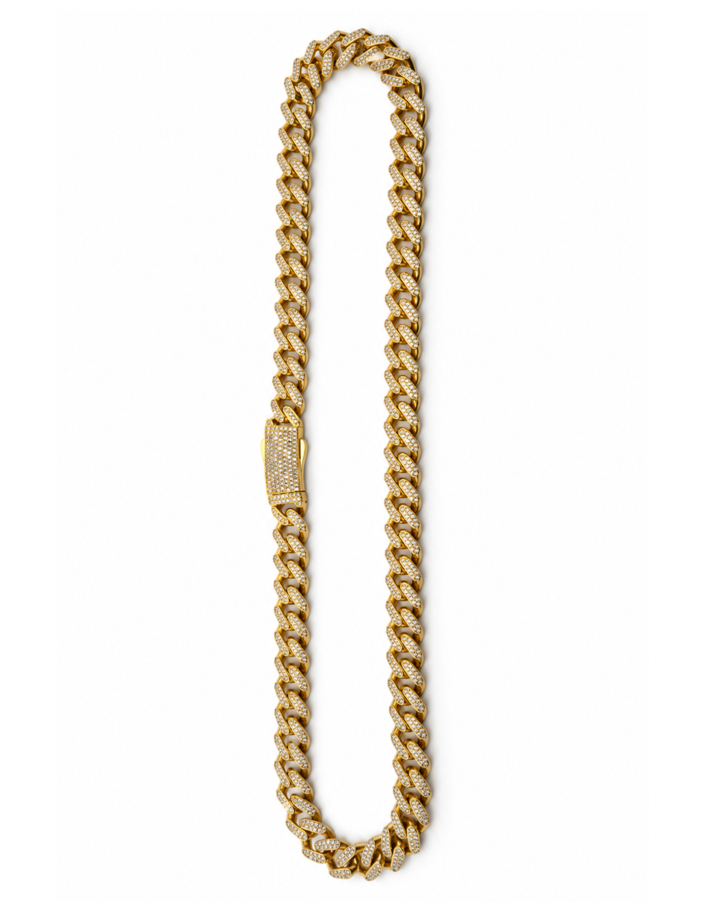 10K Monaco Chain Yellow Gold with Cubic Zirconia 9.5mm Hollow