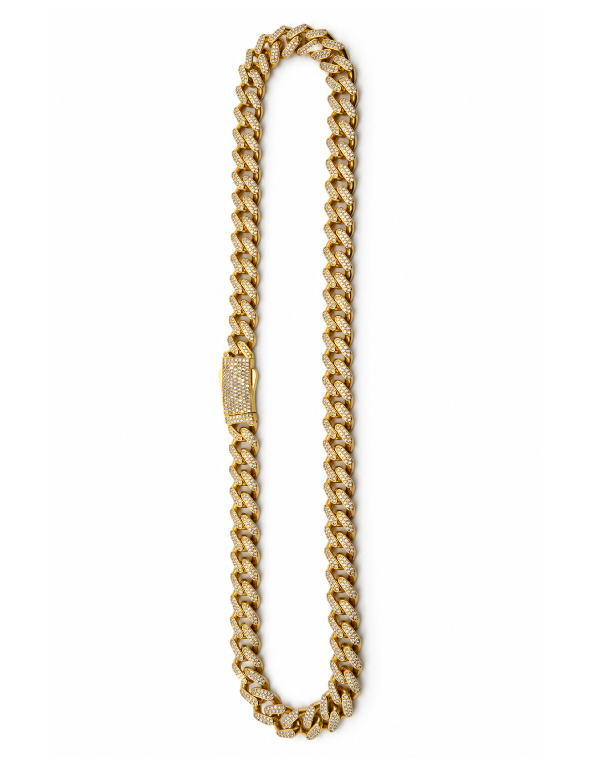 10K Monaco Chain Yellow Gold with Cubic Zirconia 9.5mm Hollow