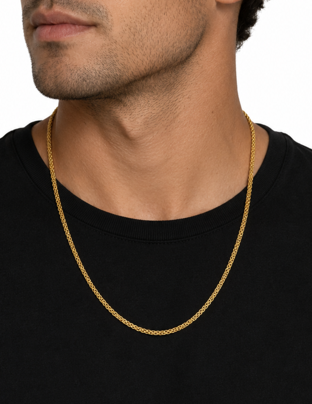 10K Bismark Chain Yellow Gold Flat Woven Braided Necklace