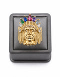 10K Chief Head Statement Ring with Multicolor Headdress Stones Size 10.5