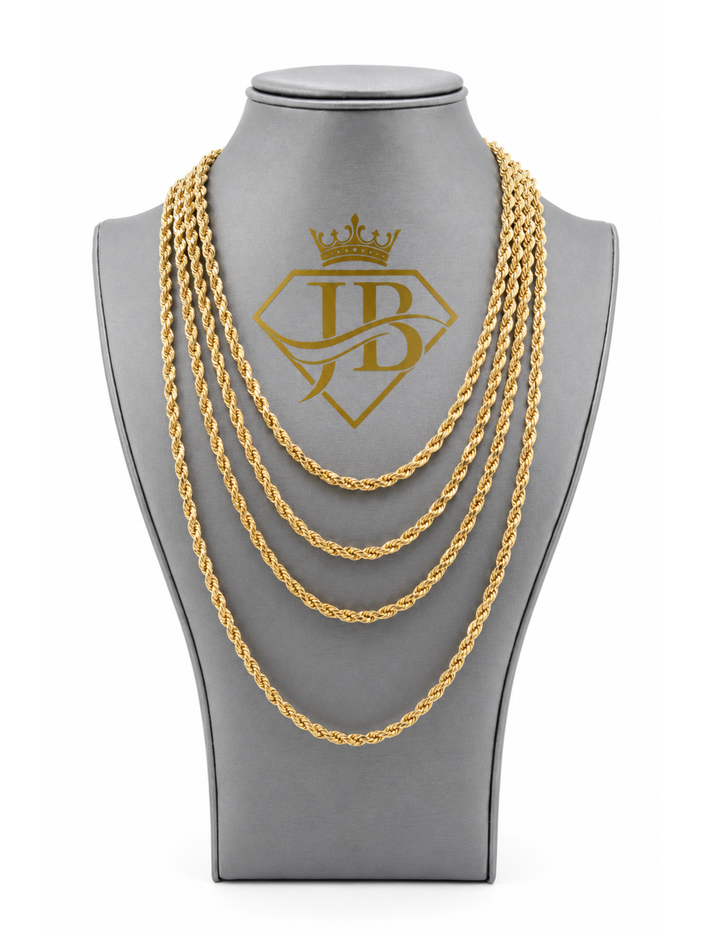 10K Rope Chain 4.5mm Necklace Yellow Gold Unisex Hollow