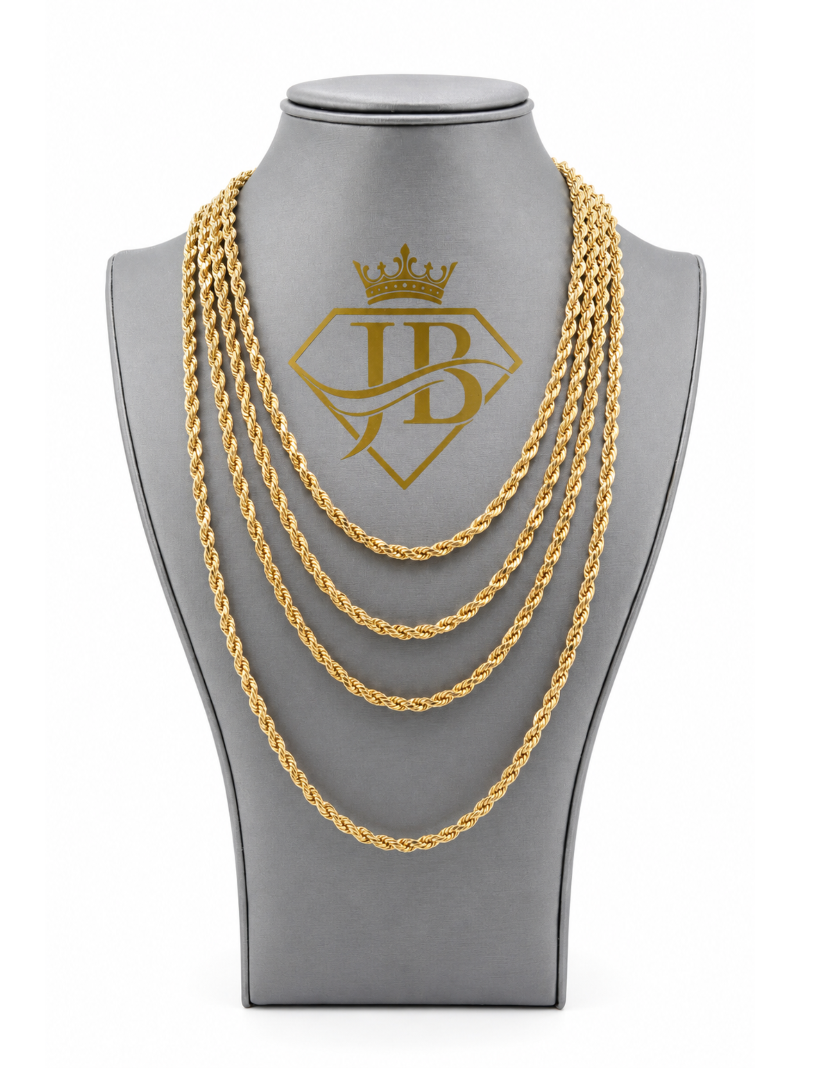 10K Rope Chain 4.5mm Necklace Yellow Gold Unisex Hollow