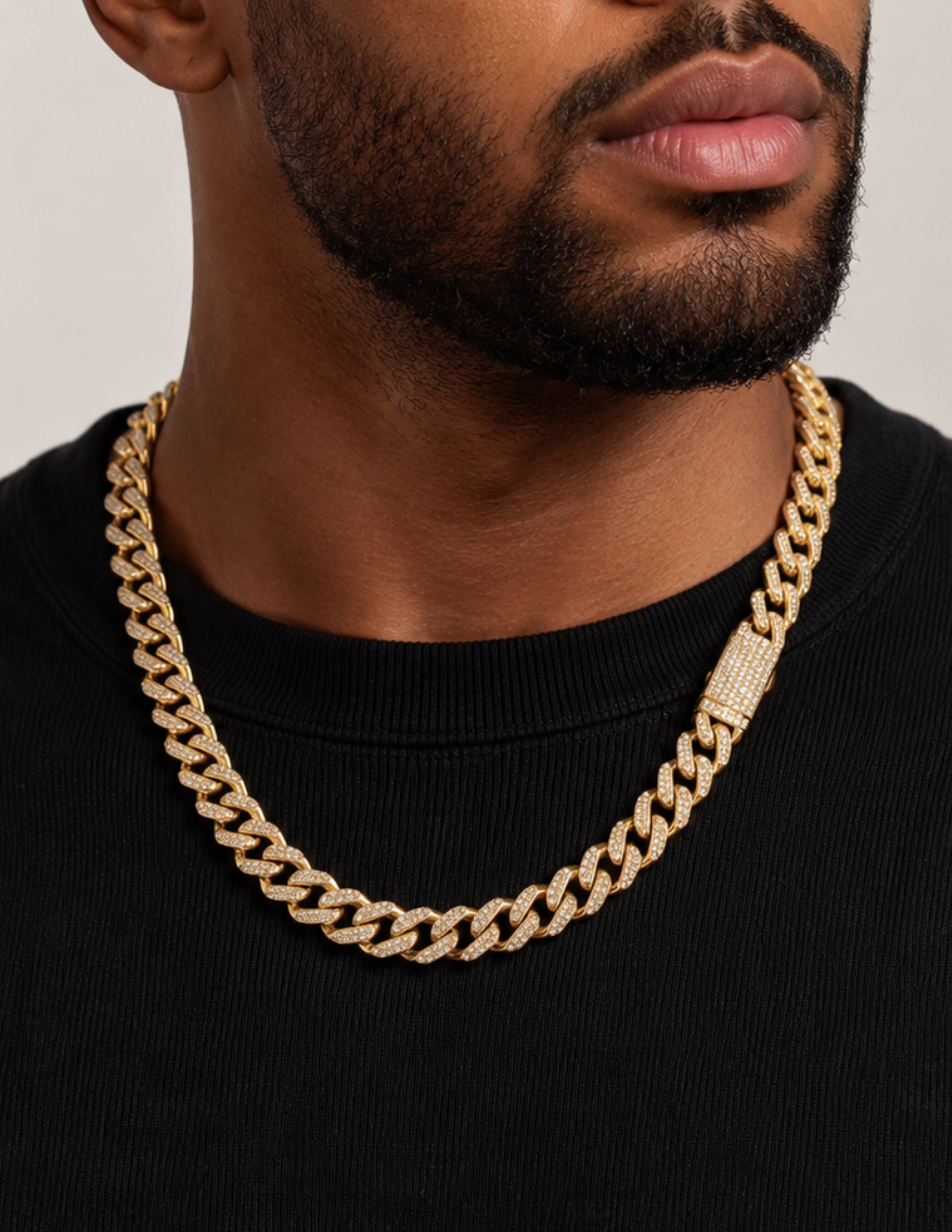 10K Monaco Chain Yellow Gold with Cubic Zirconia 9.5mm Hollow