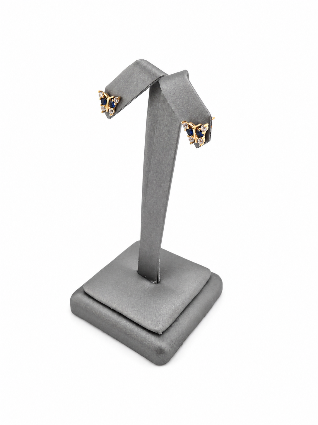 10K Gold Butterfly Cubic Zirconia Stud Earrings