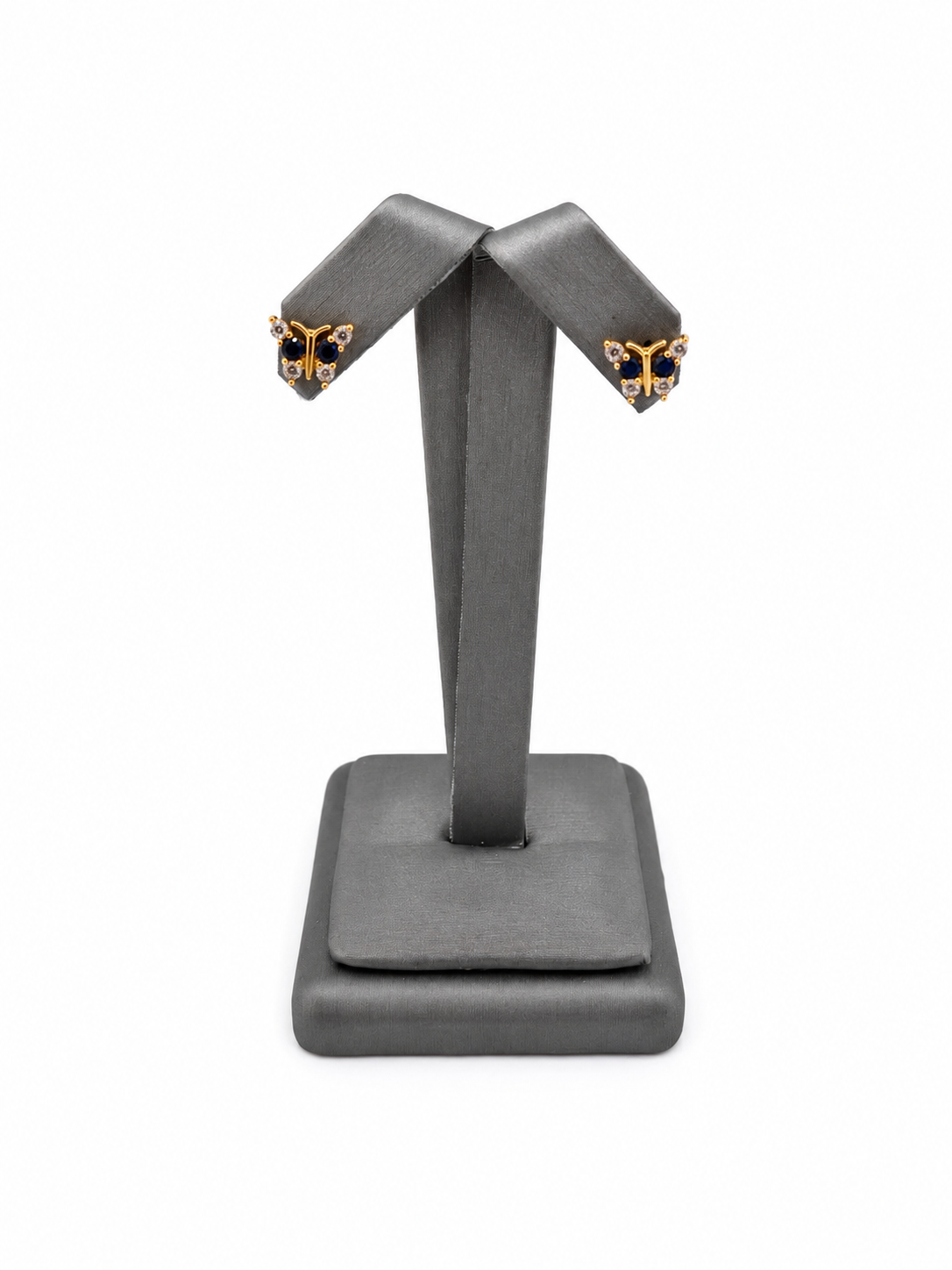 10K Gold Butterfly Cubic Zirconia Stud Earrings
