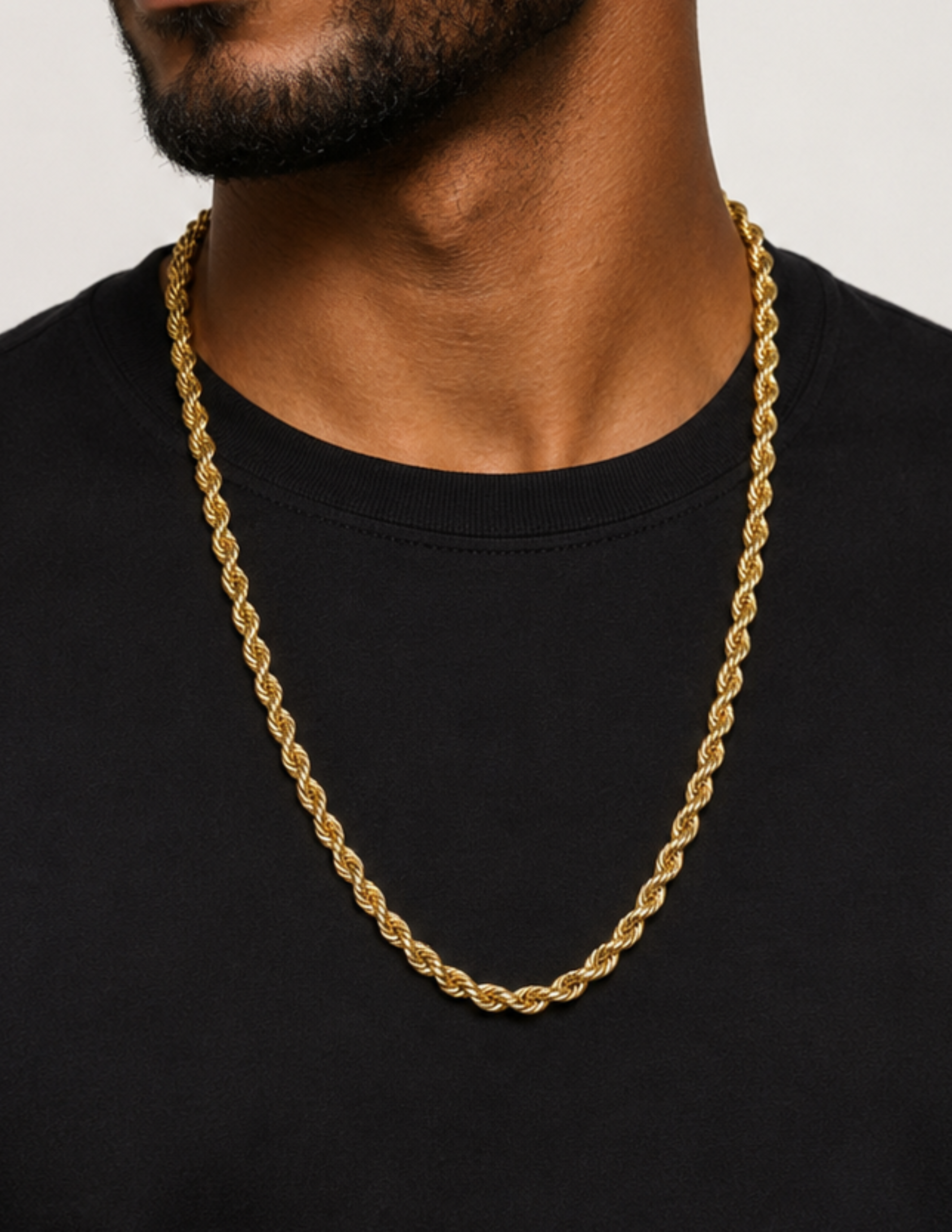10K Rope Chain Necklace Yellow Gold Unisex 6mm