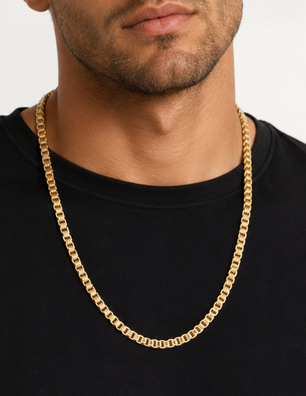 10K Alexander Box Chain Byzantine Woven Necklace Yellow Gold 4mm