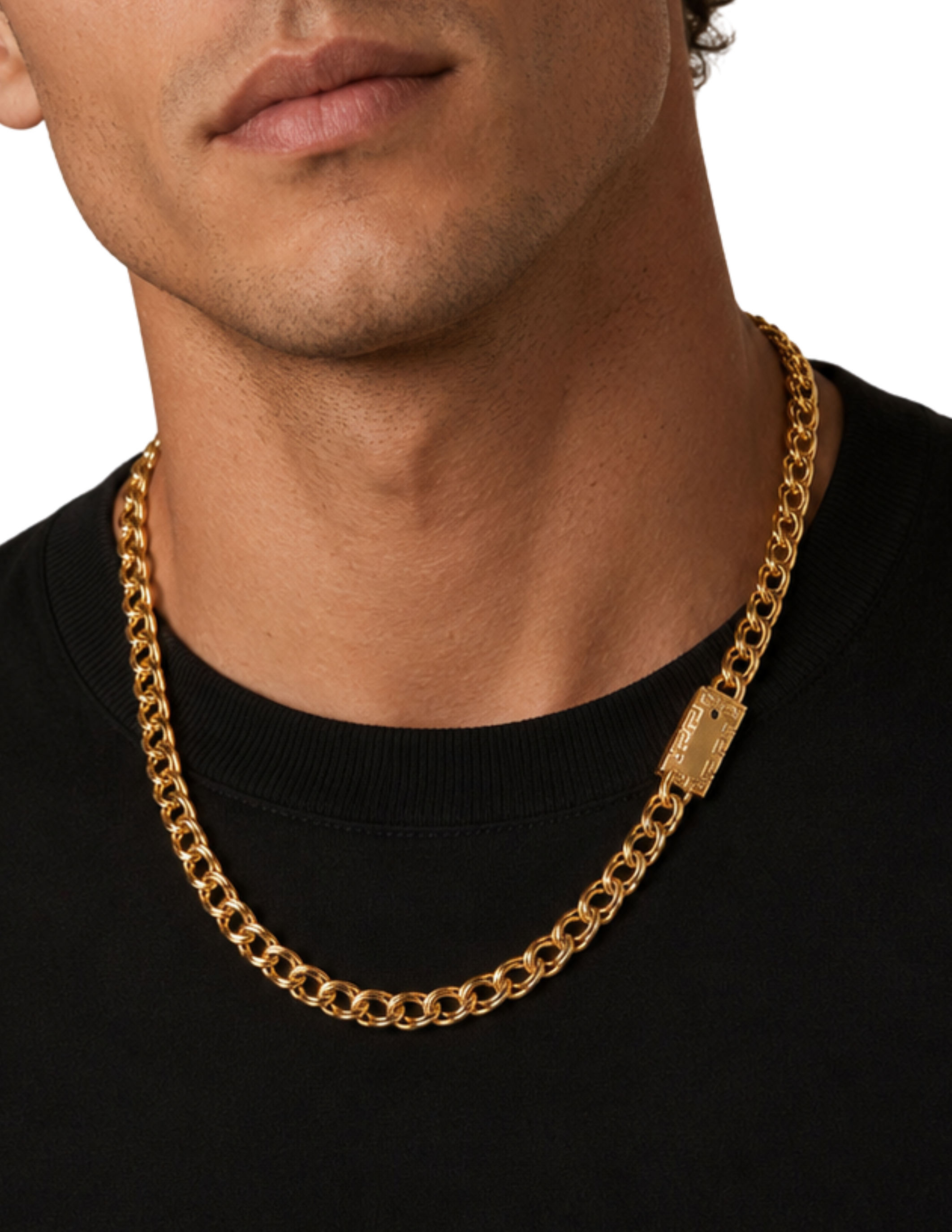 10K Chino Link Chain Yellow Gold 7mm Unisex Statement Necklace