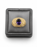 10K Oval Colored Stone Signet Rings Yellow Gold Ornate Engraved Men’s Statement Ring