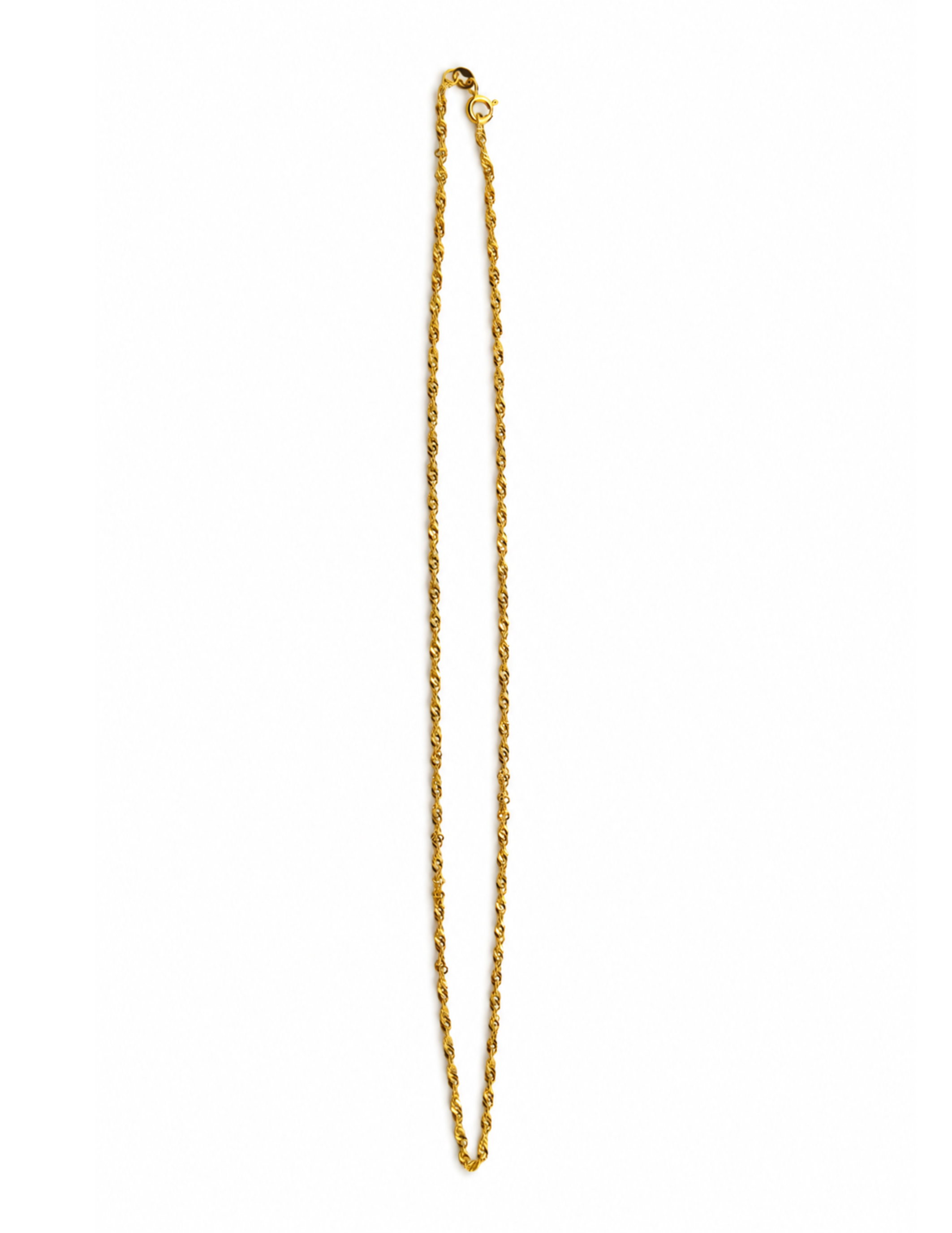 14K Singapore Yellow Gold Chain Necklace 2mm Diamond-Cut