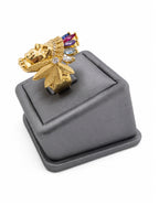 10K Chief Head Statement Ring with Multicolor Headdress Stones Size 10.5
