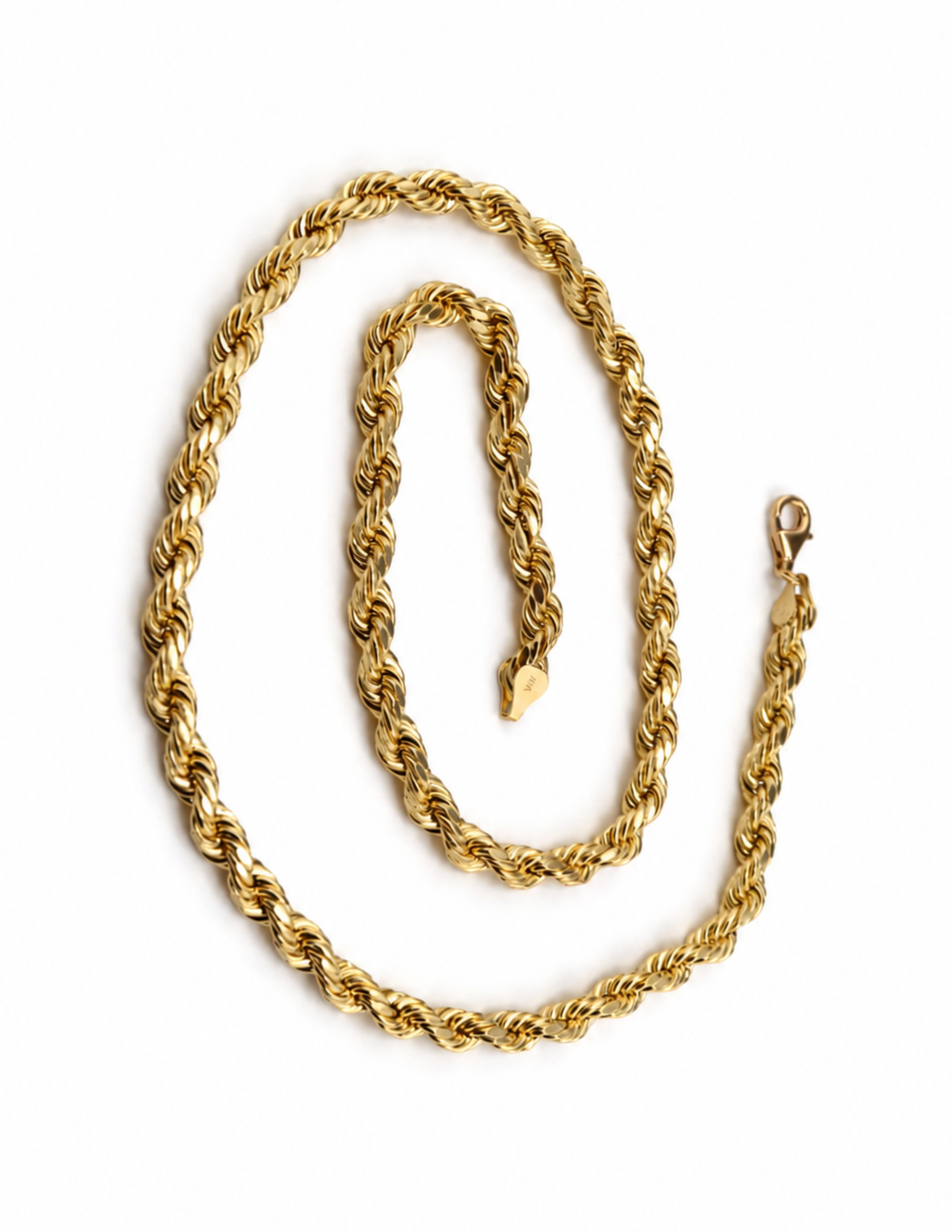 10K Rope Chain Necklace Yellow Gold Unisex 6mm
