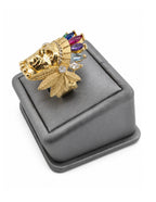 10K Chief Head Statement Ring with Multicolor Headdress Stones Size 10.5