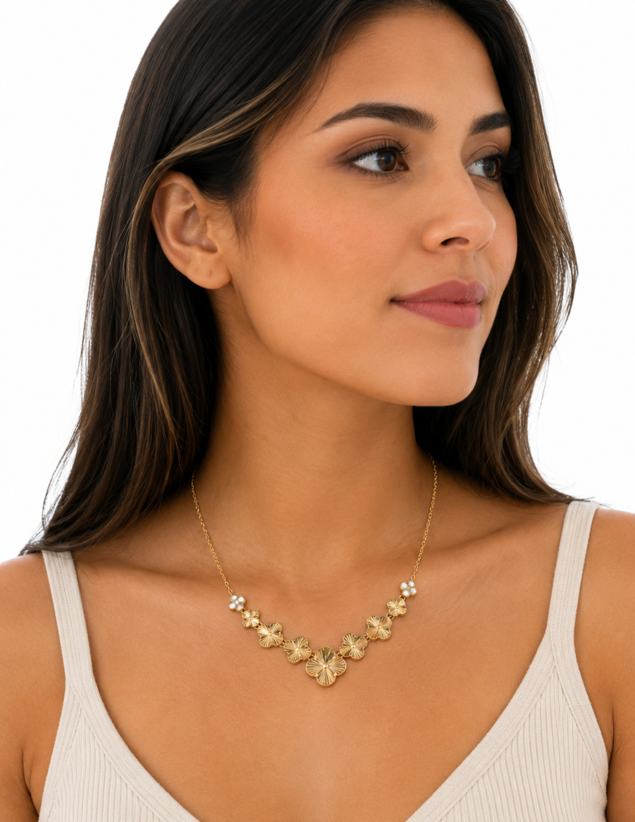 10K 5-Clover Yellow Gold Women’s Necklace 1.4mm 16 Inch